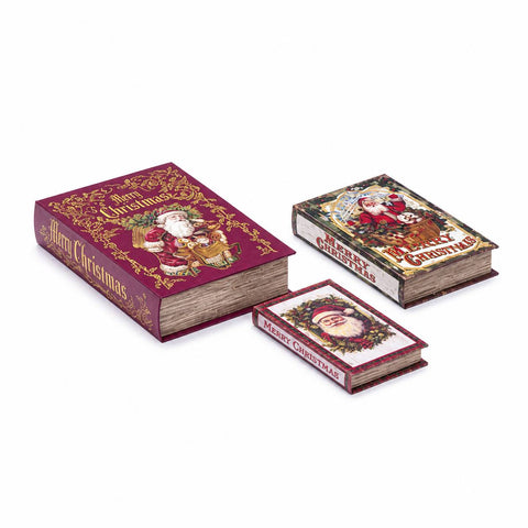Bruco Set 3 Libri contenitori con Babbo Natale "MERRY CHRISTMAS"