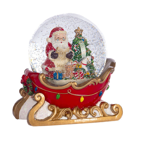 GOODWILL Musical snowball on polyresin sleigh 16.5 cm