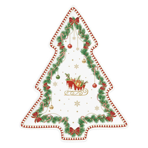 Assiette sapin de Noël en porcelaine Easy Life 20,5x25,5 cm