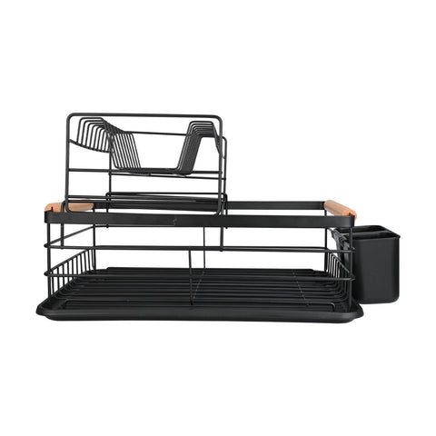 Estia Home Scolapiatti a 2 livelli in metallo e manici in bamboo 41x30xH20 cm