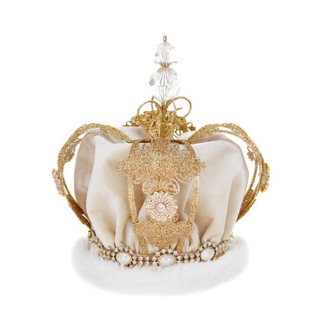 MET.WIRE/FABR.CROWN TREE TOPPER TT CRM/GLD 20CM