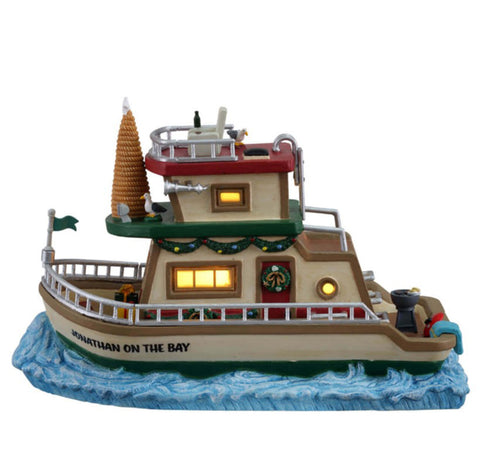 LEMAX Barca illuminata a Led "Jonathan's Houseboat On The Bay" in porcellana H15.8 x 24 x 11.2 cm