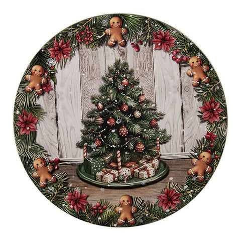 Clayre & Eef Set 6 sottopiatti natalizi con stampa albero di natale plastica D33xH1cm