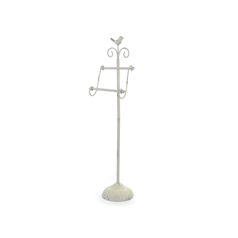 NUVOLE DI STOFFA Portarotolo da terra con uccellino decoro bianco h 76 cm - Angelica Home Stabia