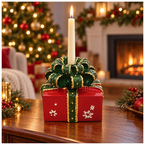 Fiori di Lena Candeliere di natale Pacco Regalo in resina D9xH9 cm