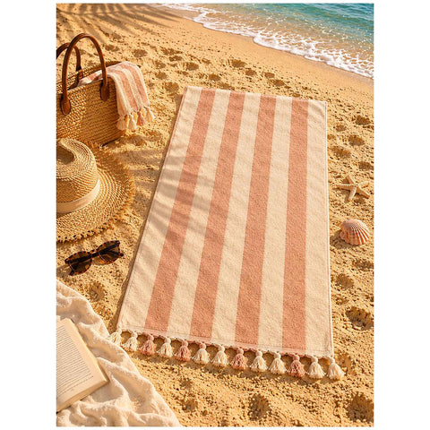 L'Atelier 17 Serviette de plage jacquard éponge + sac filet "Portami al Mare" 90x170 cm 4 variantes (1 unité)