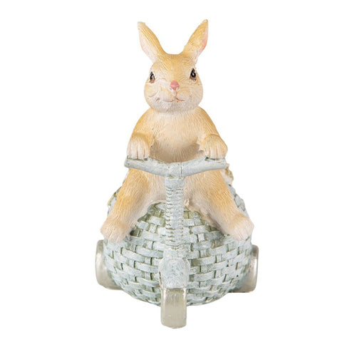 Clayre & Eef Statuina Coniglio pasquale in resina con bicicletta 11x8x13 cm