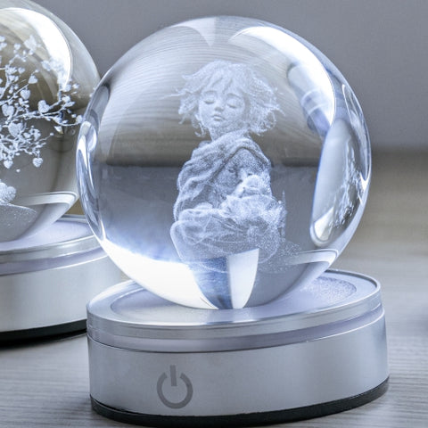 Boule de cristal Hervit Crystal Planet Le Petit Prince, dessin 3D, diamètre 8 cm