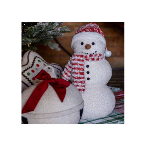 L'Atelier 17 Pupazzo di neve Bouclé con sciarpa e cappello "Let is Snow" H50 cm
