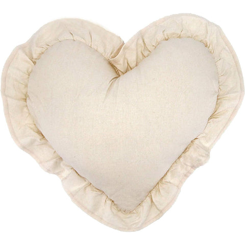 L'ATELIER 17 Coussin décoratif forme coeur avec volant en coton, Collection : "Essentiel" Shabby Chic 40x45 cm 6 variantes