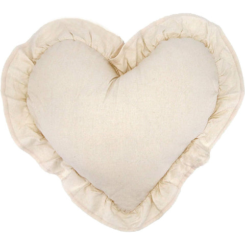 L'ATELIER 17 Heart-shaped decorative cushion with flounce in pure cotton, Collection: "Essentiel" Shabby Chic 50x55 cm 4 variants