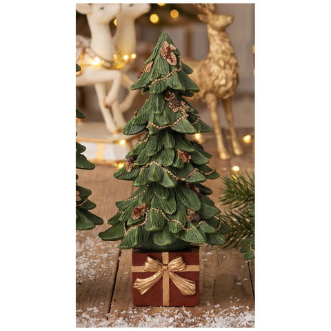 L'arte di Nacchi Albero di natale medio in resina con decori D14xH26.5 cm