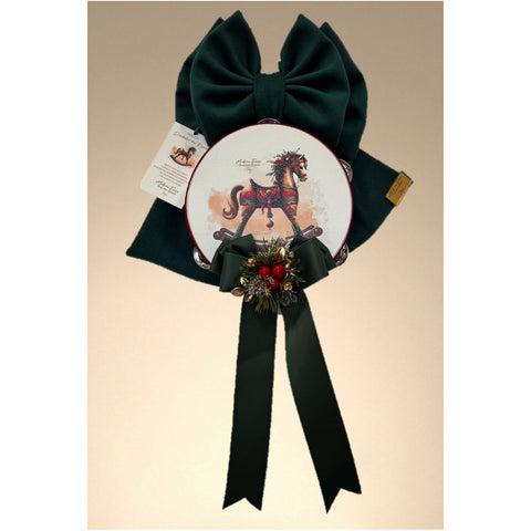 Madame Fioccò Fiocco di natale verde con tamburo cavalluccio H35 cm