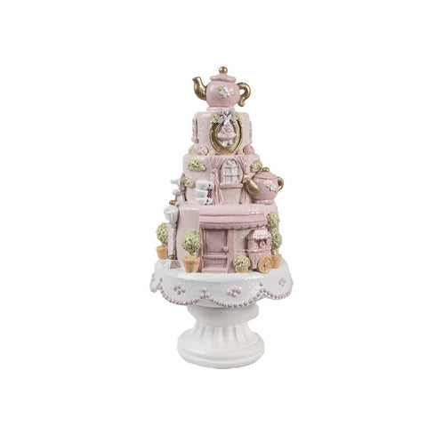 Clayre & Eef Statuina decorativa Torta rosa D13xH27 cm