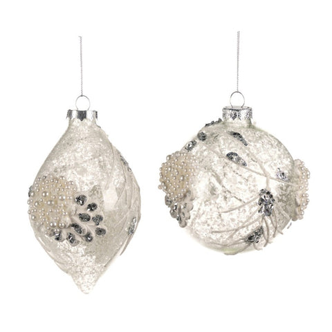 GOODWILL Boule de Noël en verre avec perles 13,5 cm 2 variantes (1pc)
