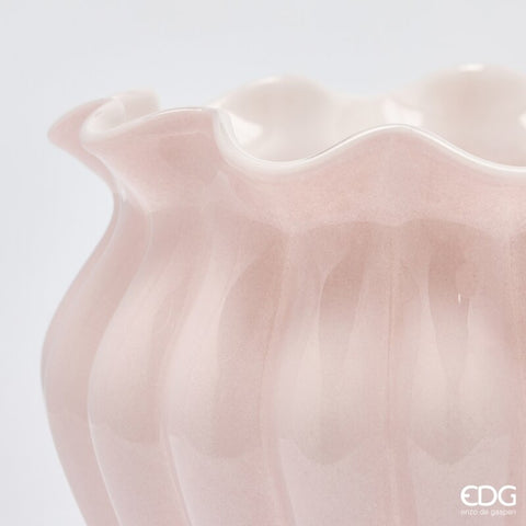 Edg Enzo de Gasperi Vaso Fleur portafiori in vetro rosa D17xH20 cm