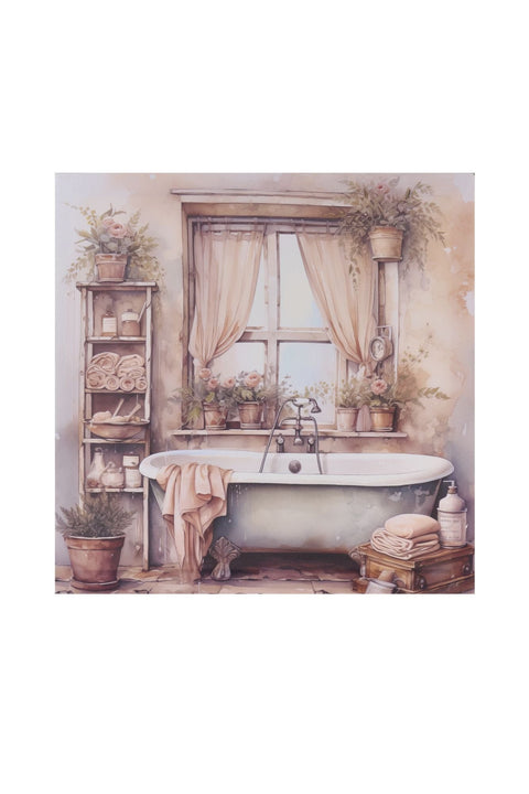 Fabric Clouds Canvas Bathtub Painting with Flowers 30x30x2.5 cm 2 variants (1 unit)