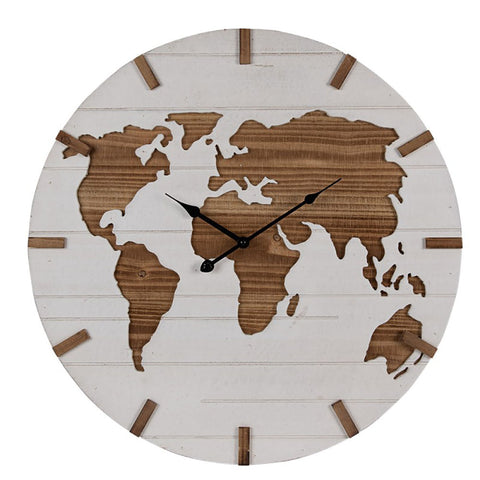 CLAYRE & EEF Orologio da parete in legno bianco e marrone Ø 60x4 cm
