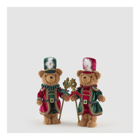 EDG Statuette de Noël Ours soldat en tissu H40 cm 2 variantes (1 unité)