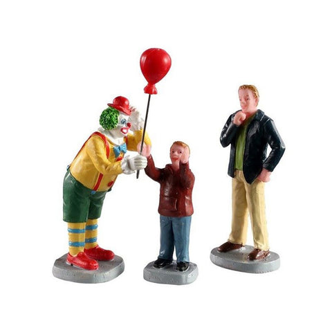 LEMAX Set tre personaggi "Friendly Clown" in resina 7,3x2,3xh9,6 cm