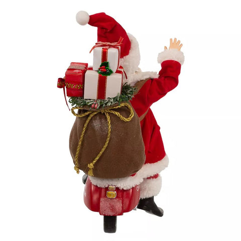 Kurt S. Adler Figurine Père Noël en résine sur Vespa H25 cm