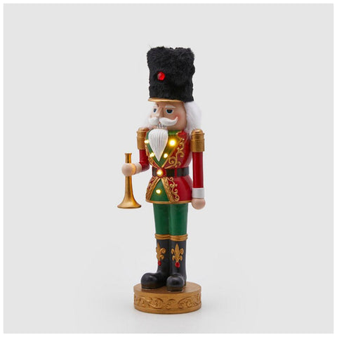 EDG red nutcracker soldier with led in polyresin H47 cm