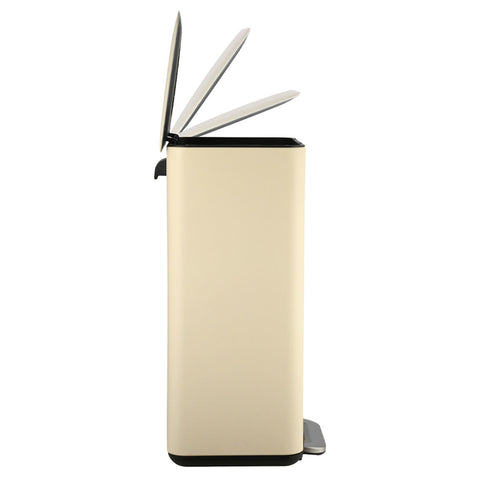 Estia Home Cestino / Pattumiera Spazzatura da cucina in metallo crema "Cubic" 30LT 36.2x33.5xH62 cm