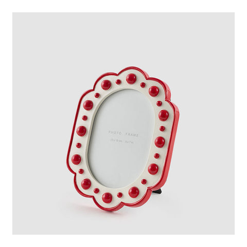 EDG Cornice natalizia ovale con perline rosse 24x2,5xH18,5 cm