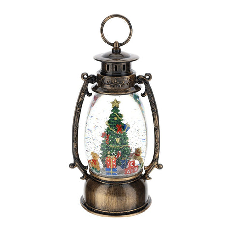 HERVIT Lanterna con albero di natale sfera acqua con neve 14x11x25 cm