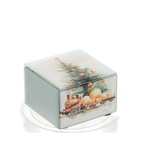 Hervit Cofanetto natalizio con orsetto scatola in legno e specchio 7x7x5 cm