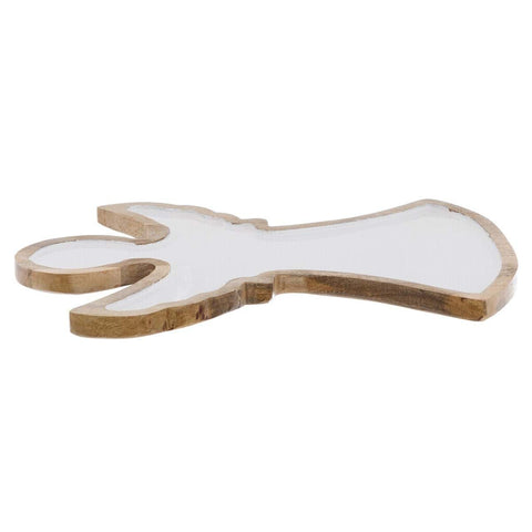 Blanc Mariclò Plateau ange de Noël en bois 33x42x2,5 cm