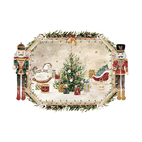 Blanc Mariclò Set due tovagliette di natale in vinile con schiaccianoci 46x33 cm