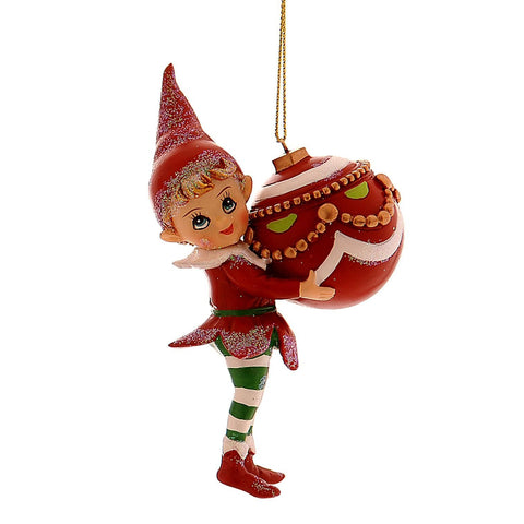 Décoration de Noël elfe Vetur en résine avec sphère H11 cm 2 variantes (1 unité)