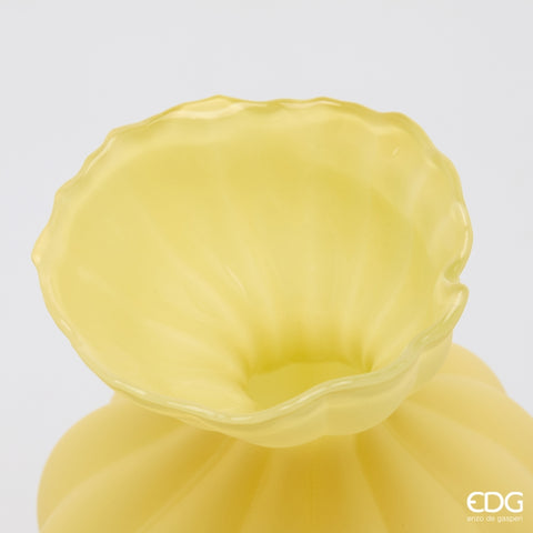 Edg Enzo de Gasperi Vaso Flow Sinuoso in vetro giallo da interno D19.5xH30.5 cm - Angelica Home Stabia