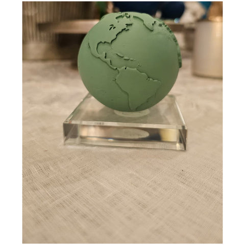 Chiaraela Mappamondo piccolo in resina base in vetro "World" 7x8.5 cm