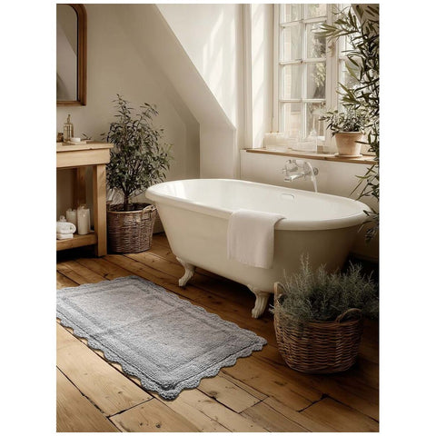 Blanc Mariclò Tappeto bagno in cotone con crochet "Bagno Chiaro" 50x80 cm 3 varianti(1 unità) - Angelica Home Stabia