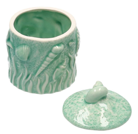 L'Atelier 17 Scatola mare tonda in ceramica verde D9xH11.2 cm