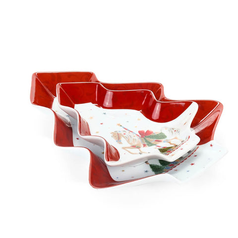 Cloth Clouds Set of 2 Christmas Tree Plates "Carousel" H19-27 cm