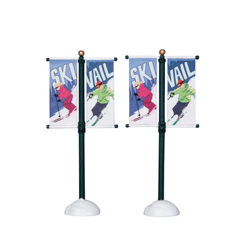 LEMAX Set of two plastic ski slope flags "Street Pole Banner" 4.5 x 2.2 xH10.2 cm