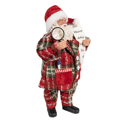 Clayre &amp; Eef Figurine Père Noël en pyjama avec liste 16x10xH27 cm 