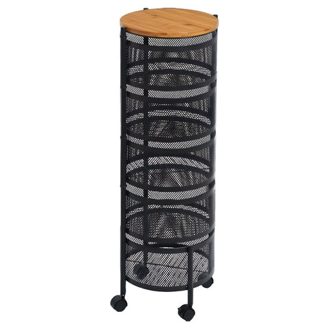 Estia Home Carrello Portaoggetti in metallo nero e legno "Allure" 5 cassetti D31xH87 cm