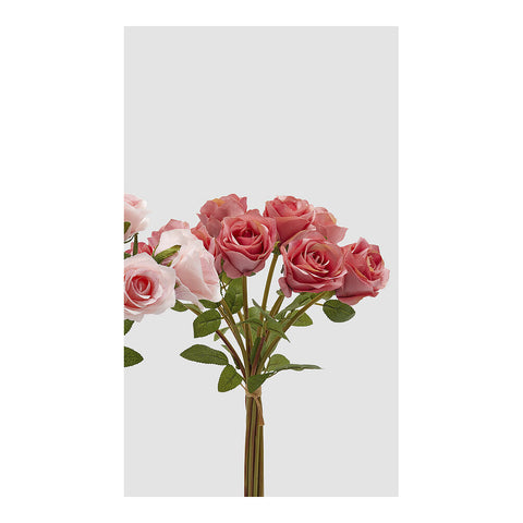 EDG Enzo de Gasperi Mazzo Bouquet 10 Rose con foglie artificiale H40 cm 2 varianti(1 unità)