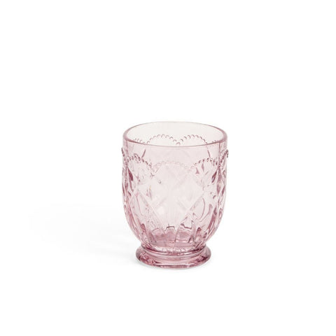 Ensemble de 6 verres à eau en verre rose « Fiorirà » motif nuages ​​en tissu, diamètre 8 x hauteur 10 cm