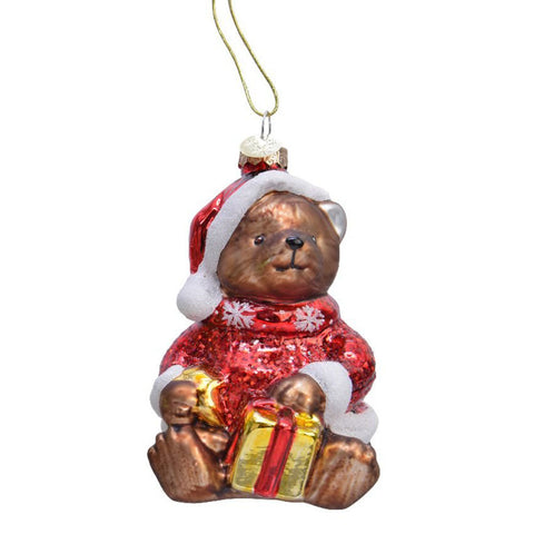 Kaemingk Glass Christmas Bear 5x6xH12 cm 2 variants (1 unit)