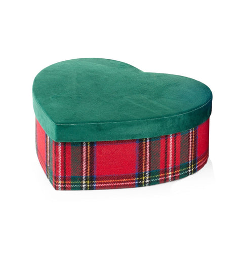 Nuvole di Stoffa Set 2 scatole a cuore velluto scozzese 27/30 cm