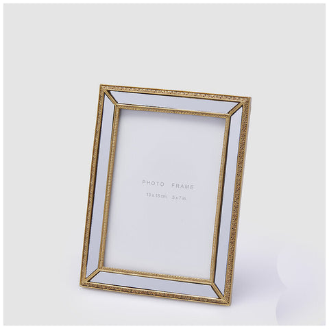 Cadre photo EDG Enzo De Gasperi en résine dorée et verre 16,5xH21,5 cm