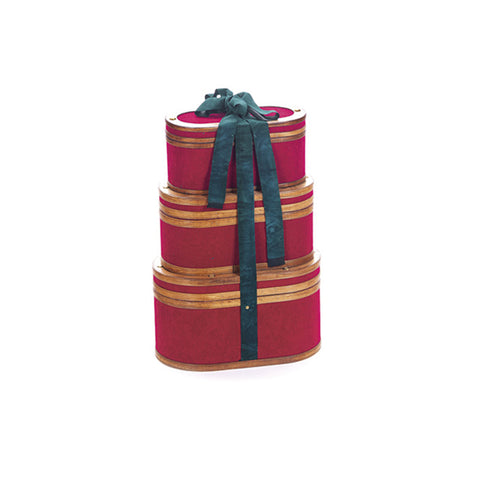 Bruco Set 3 pezzi Cappelliere di natale ovali in legno rosse