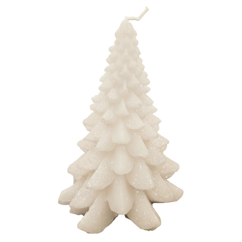 Cereria Parma White snowy pine candle made in Italy H17XD11cm