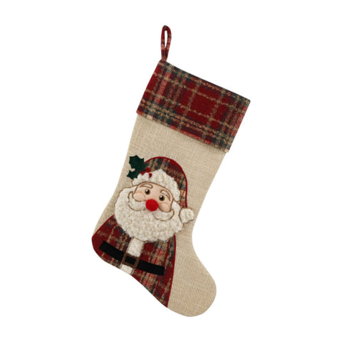 Chaussette de l'Épiphanie Clodette avec broderie Père Noël « Cottage » 50 cm