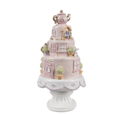 Clayre & Eef Statuina decorativa Torta rosa D13xH27 cm